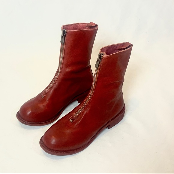 SOLD Guidi PL2 Red Horse Leather Zip Ankle Boots - Picture 3 of 13